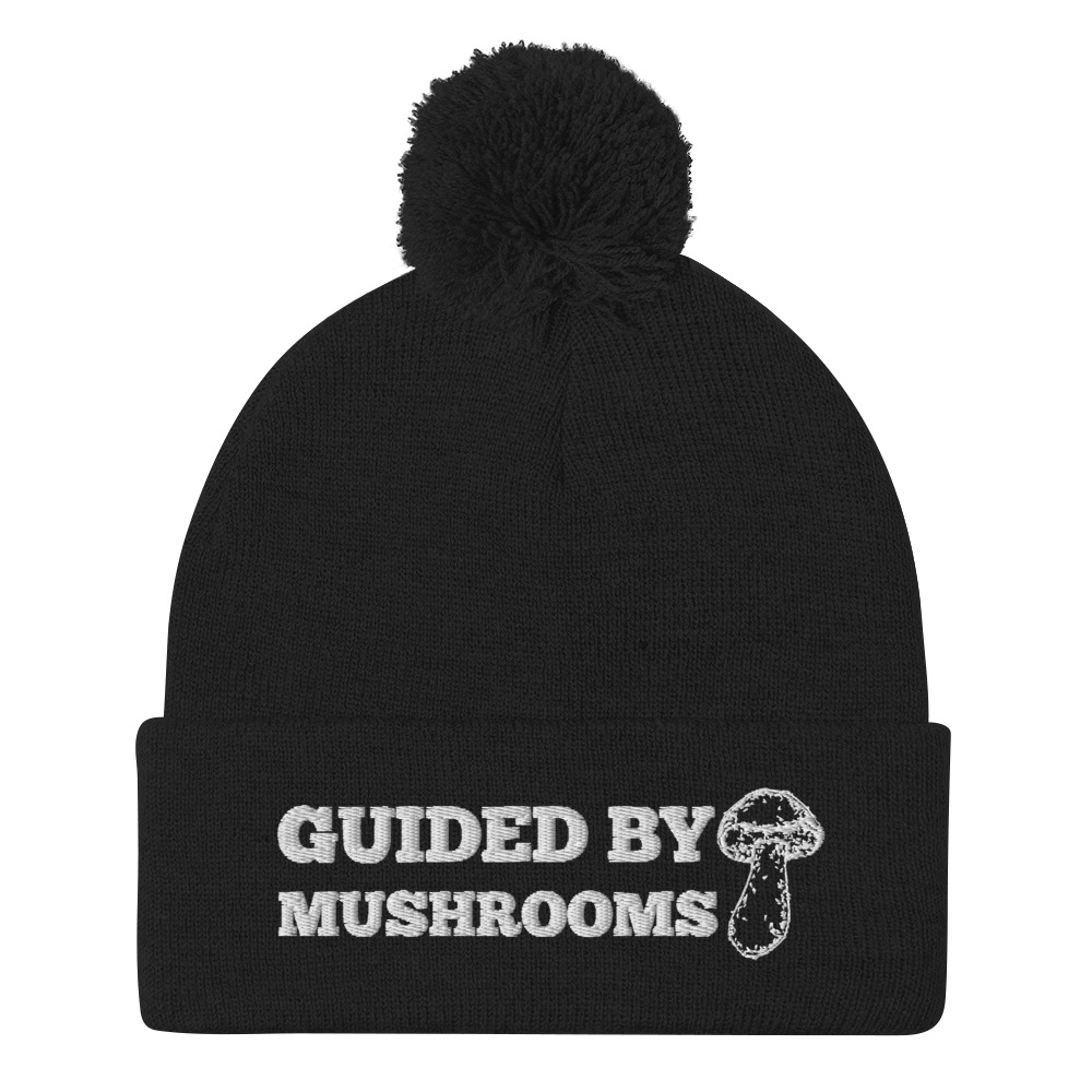 Guided By Mushrooms Pom Pom Knit Cap